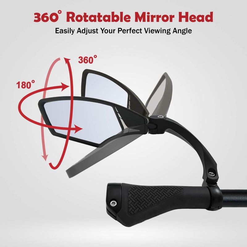 Hafny NEW Handlebar Bike Mirror, HD,Blast-resistant, Glass Lens, HF-MR095 (Anti-glare left) - Image 3
